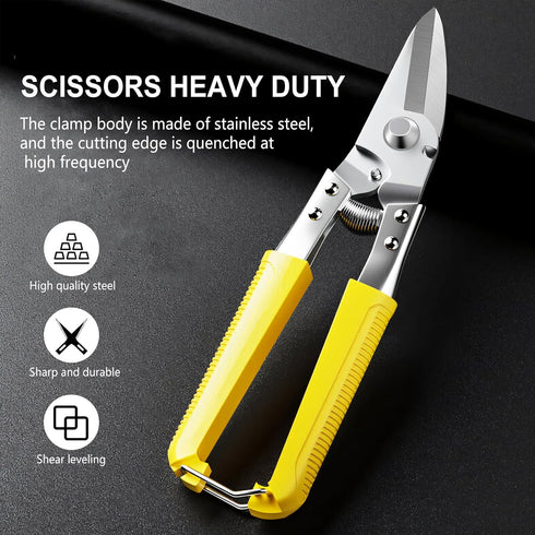 Heavy Duty Scissors - Cardboard Scissors with Finely Serrated High Carbon Stainless Steel Blades for Easy Cuts