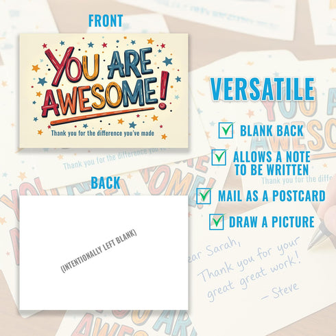 4x6 Pack (200 Healthy Surplus You Are Awesome Cards - Postcards Greeting Notes) - Show Appreciation for Employees