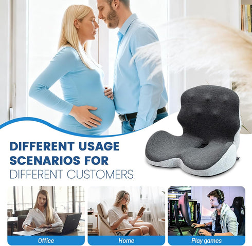 WADCIMC Tailbone Seat Cushion - Memory Foam Cushion for Office Chair, Lumbar Support Pillow One Piece, for Sciatica