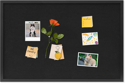Black Linen Cork Board, 30"x20", Bulletin Board for Office Home School Message Board or Vision Board Decoration