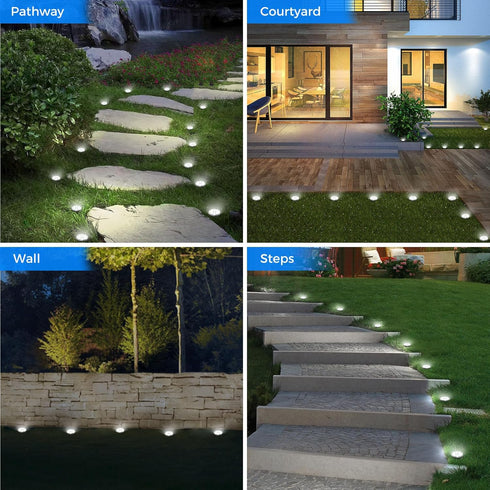 6 Pack 2.3 Inch Peasur Mini Solar Ground Lights, Flat Solar Disc Lights Outdoor Waterproof, Small Solar Garden Lights