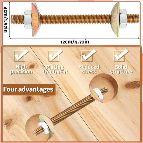 12 Set Countertop Fasteners Connector 5/16" x 3-1/2" Butcher Block Hardware Table Joint Connector Kit