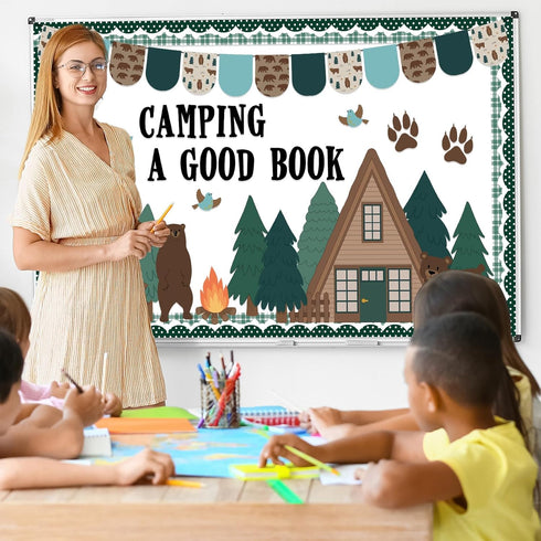 Camping Bulletin Board Classroom Decorations Set Forest Camp Theme Woodland Animals Paper Cutouts