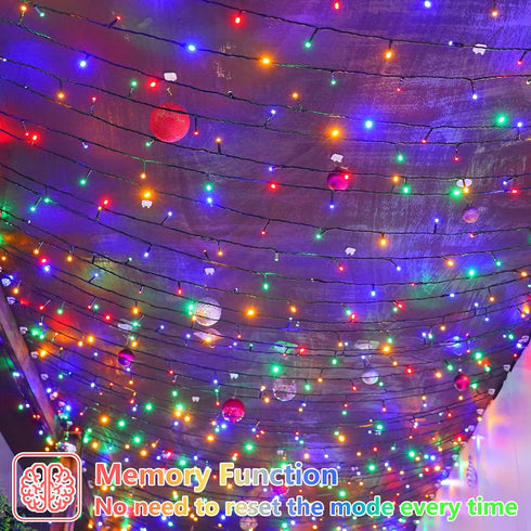 2 Pack 33ft 100 8 YEGUO Christmas Lights Battery Operated, Each LED Multicolor String Lights Outdoor Waterproof, Modes