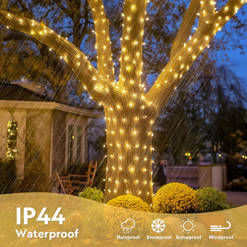 168FT 600 JMEXSUSS LED Christmas Lights Outdoor Waterproof Clear Wire Indoor String Lights for Outside Warm White