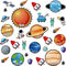 BeYumi 63pcs Back to School Outer Space Cutouts, Planet Rocket Themed Party Supplies, Classroom Decoration