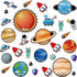 BeYumi 63pcs Back to School Outer Space Cutouts, Planet Rocket Themed Party Supplies, Classroom Decoration