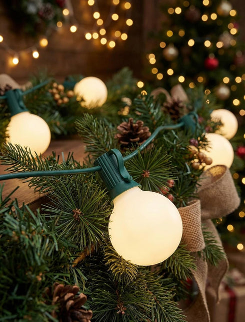 25FT G40 27 Bulbs,Outdoor Frosted Christmas Lights,Globe Christmas Lights with Frosted White String Lights for Outside