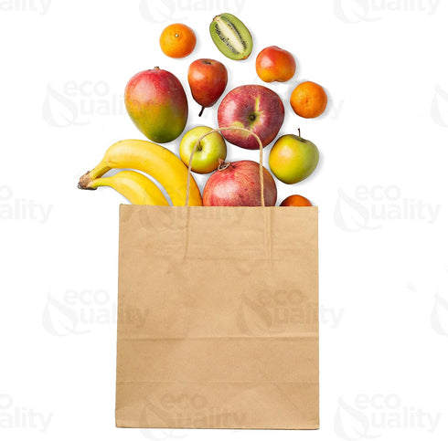 8 4.5 10.25 inches 50pcs EcoQuality - x x - - Small Brown Kraft Paper Bags with Handles, Shopping, Gift Bags, Party