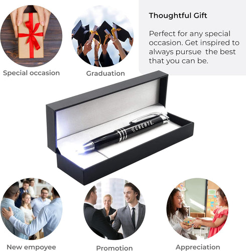 Inkstone Albert Einstein Inspirational Quote Penlight - Engraved Pen with Stylus Light and Writing Tip
