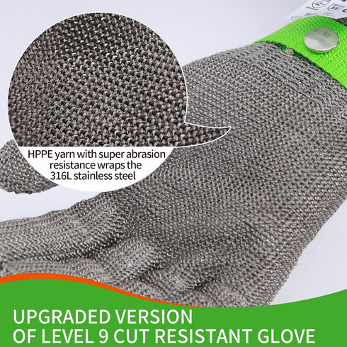 Level 9 Cut Resistant Kitchen Glove Food Grade Stainless Steel Wire Mesh Safety Work Glove Large