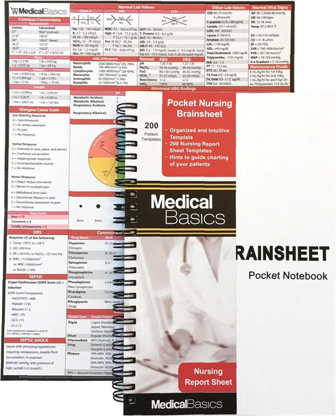 Pocket Nurse Report Sheet Notebook - Brain Sheet Template for MedSurg Nurses and CNAs