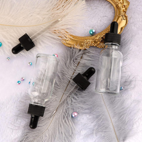 24 Pack 1oz Clear Glass Bottles with Glass Eye Droppers for Essential Oils, Perfumes & Lab Chemicals