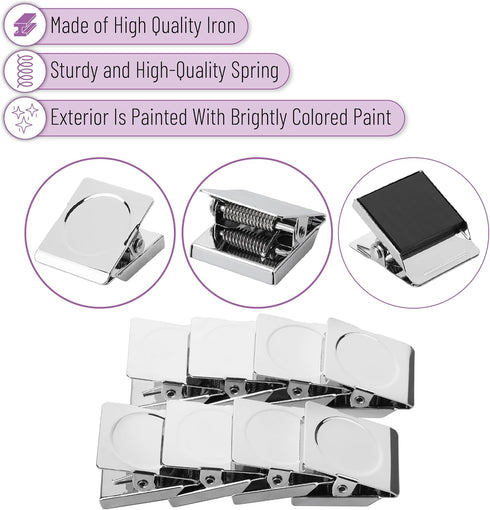 Mr. Pen Magnetic Clips, 8 Pack Silver Metal Clips, 1.2 Inch Refrigerator Magnets