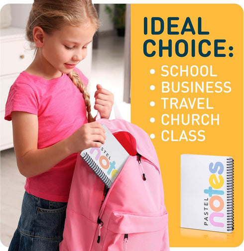 Spiral Notebook, 5x7 Inch Wirebound College Ruled Notebooks, 100 Sheets, Bright Pastel Colored Lined Paper (3)