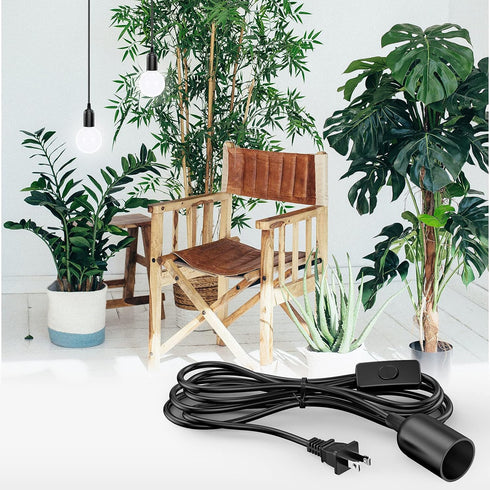 AryaLight 2-Pack Cord,15 E26 E27 Bulb Hanging Light ft Plug in Pendant Light Cord with On/Off Switch Socket (no
