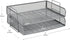 Mind Reader 2 Pcs. Stackable Paper Tray, Metal Mesh Desktop Organizer for File Storage, 14" L x 9.75" W x 6" H, Silver