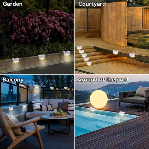 4 Pack Solar Deck Lights Outdoor Small Waterproof LED Step Lamp Outside Decoration Lighting for Stairs, Railing, Fence