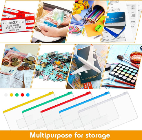 Zhehao 200 Pcs Poly Envelopes Zip Bulk, Clear Pencil Pouch, A6 Size Reusable Bill File Bag for School Supplies