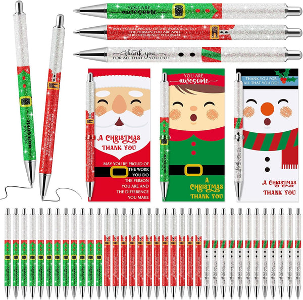 Sayglossy 36 Sets Christmas Glitter Pen Gifts Bulk Glitter Santa Claus Novelty Pens