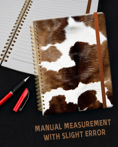 Ruled Spiral Writing Notebook, A5 Hardcover Lined College Journal, Farmer Cowhide Design, Perfect for School, Office
