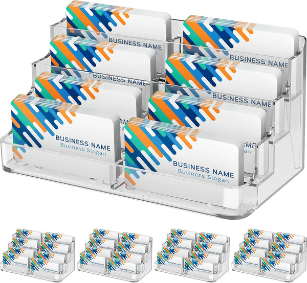 MaxGear Acrylic Business Card Holder, 4 Pack, Multiple Card Holders for Desk Display, Clear Plastic
