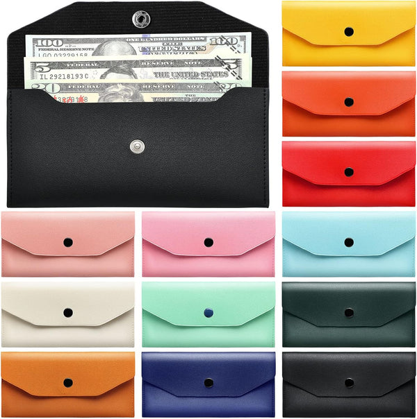Kacctyen 12 Pcs Leather Cash Envelope Wallet, Reusable Check Budget Envelope Money Pouch for Women