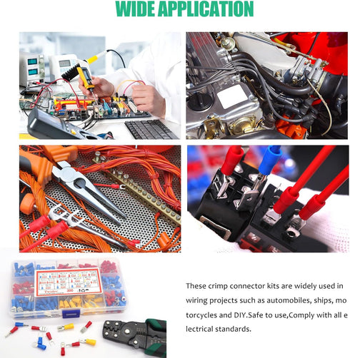 Twidec 300PCS 16 Types Spade Crimp Connectors, Male and Female Connector Kit with Wire Crimper Tool