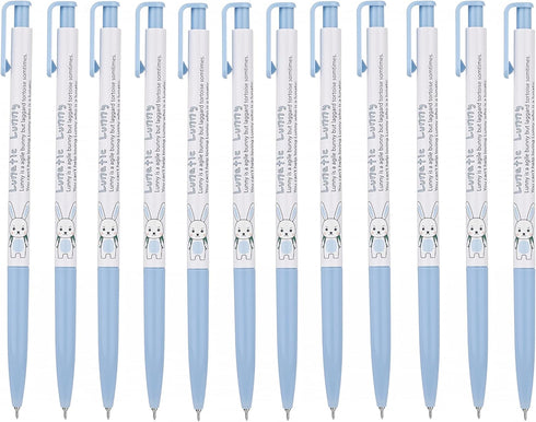 Xeno Lunatic Lunny 0.38mm Slim Ball Point Pen, Dozen Box 12 Pcs, Made in Korea (Blue 12pcs)