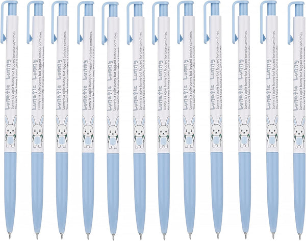 Xeno Lunatic Lunny 0.38mm Slim Ball Point Pen, Dozen Box 12 Pcs, Made in Korea (Blue 12pcs)