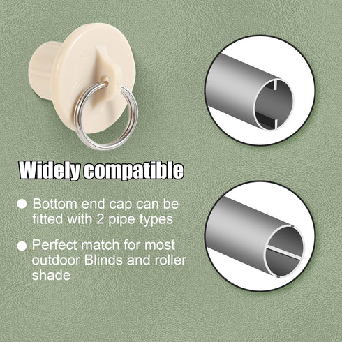 New Bungee Kit + End Caps, Universal Replacement Mounting Brackets for Outdoor/Indoor Roller Up Blinds (Beige, 2-Pack)