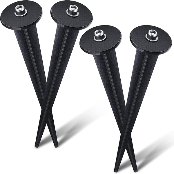 Ludist 4 Packs Threaded Spike Flood Light Ground Stake Metal Replacement Stakes for
