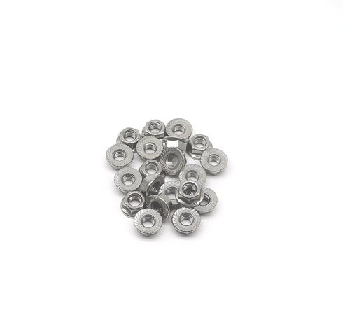 20 Pieces M8 Flange Nuts, binifiMux M8-1.25mm Serrated Hex Flange Lock Nuts, 304 Stainless Steel, Plain Finish