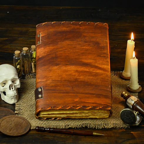 Hocus Pocus Book of Spells - Leather Journal Writing Book, 13x10 Inch, Best Halloween Gifts for Men and Women