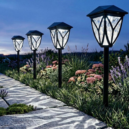 6500K IP65 6-Pack Ensenior Solar Lights Outdoor, LED Solar Garden Lights for Pathway Yard Patio Walkway Planter Walkway