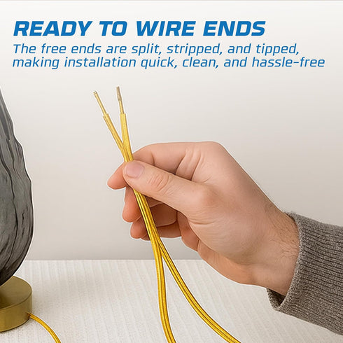 OHLECTRIC Set 8 18/2 SPT-1 Lamp Power Cord with Rotary Switch, Ft AWG Replacement Wire, Stripped & Tinned Ends