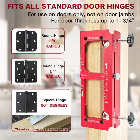 deceptia 2.5" 5" 1/4" 5/8" Door Hinge Jig, Aluminum Alloy Door Hinge Router Jig with Scale, Adjustable Mortise Template