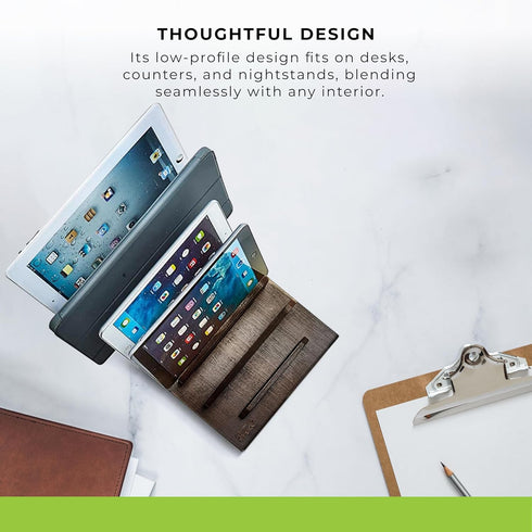 Prosumer's Choice Multi Device Charging Station - Elegant Wooden Desktop Organizer for 6 Phones, Work from Home
