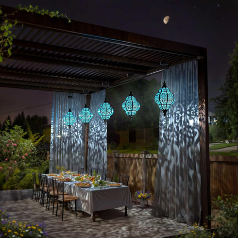 Hapjoy (1, Hanging Solar Lights Outdoor Garden Decor Solar Lantern Waterproof Plastic Moroccan Outdoor Decorations