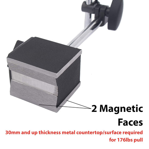 MGBR-02 176lbs Clockwise Tools Magnetic Base Stand for Digital Dial Indicator Gauge Max Pull