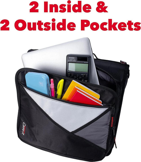 Case-it Universal Zipper Binder, 2 Inch O-Rings, Padded Pocket for 13 Inch Laptop/Tablet, Fire Engine Red LT-007