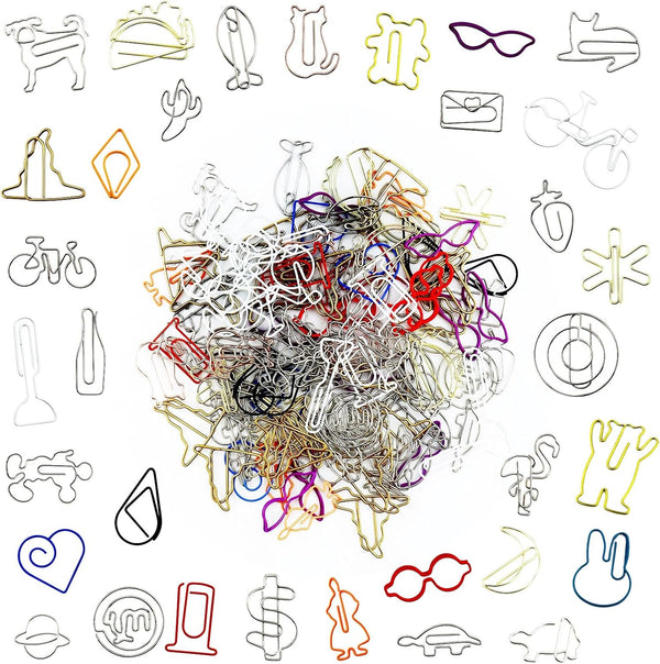 Mixed Cute Paper Clips, 150 Pcs, Assorted Colors, Fun Office Supplies Gifts for Students and Teachers