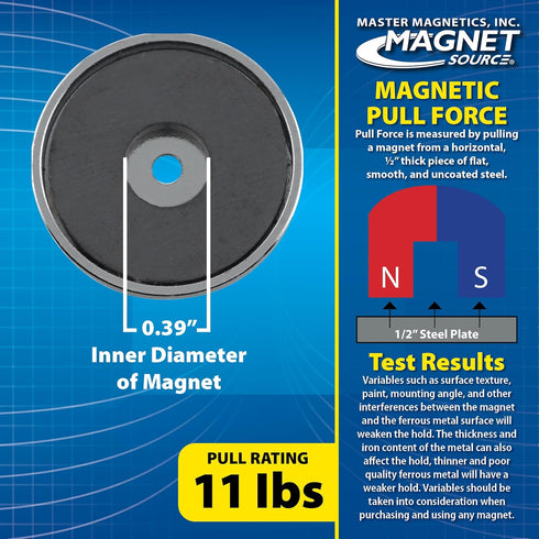 Master Magnetics Ceramic Round Base Magnet - 1.21" Diameter, 0.180" Thick, 11 lb. Pull, Pack of 12