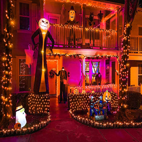 200 LED Halloween Lights, 66ft Orange String Lights, 8 Modes, Plug-in Waterproof for Christmas Halloween Decorations