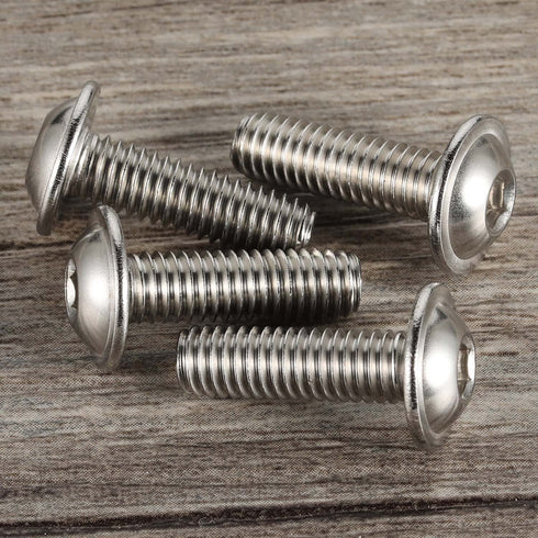 M6 x 16mm Flanged Button Head Socket Cap Screw Bolts, 304 Stainless Steel 18-8, Pack of 25, Bright Finish