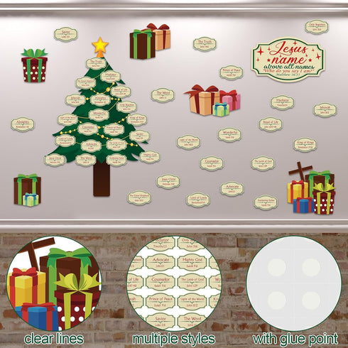 Geyee 31 Pcs Christian Bulletin Board Sets | Names of Jesus Christmas Bulletin Board Decor
