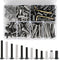100 Sets M6 Bolts and Barrel Nuts Kit, Mixed Silver and Black Steel Hex Metric Screws for Cabinet Stability