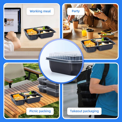 40 Pack 38 oz 3 YANGRUI Food Containers Shrink Wrap - Leak Proof BPA Free Reusable Flexible Pure PP Plastic Container |