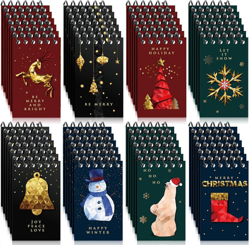 Christmas Mini Notebook, Xmas Pocket Notebooks with Santa Claus Lined Journals for Christmas Gift Supplies