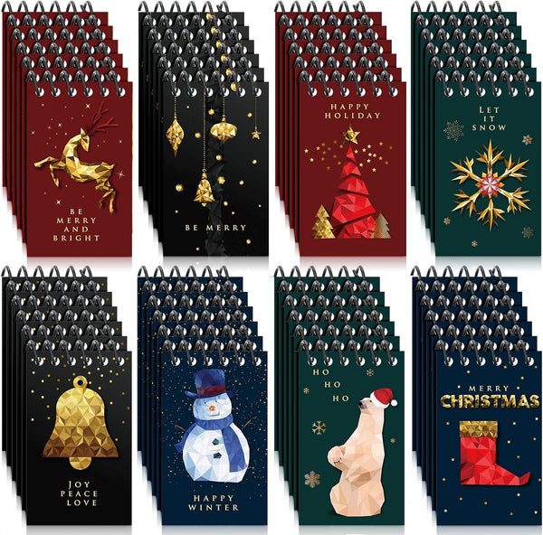Christmas Mini Notebook, Xmas Pocket Notebooks with Santa Claus Lined Journals for Christmas Gift Supplies